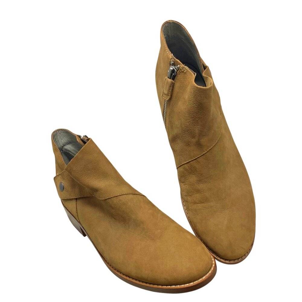 Eileen Fisher Billie Light Espresso Tumbled Nubuck Ankle Booties NEW
